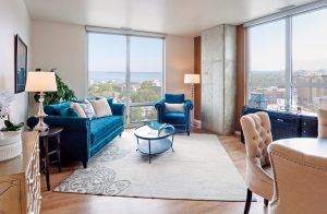 A luxury furnished apartment living room at Ovation