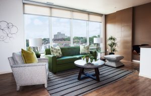 A luxury furnished apartment living room at Ovation