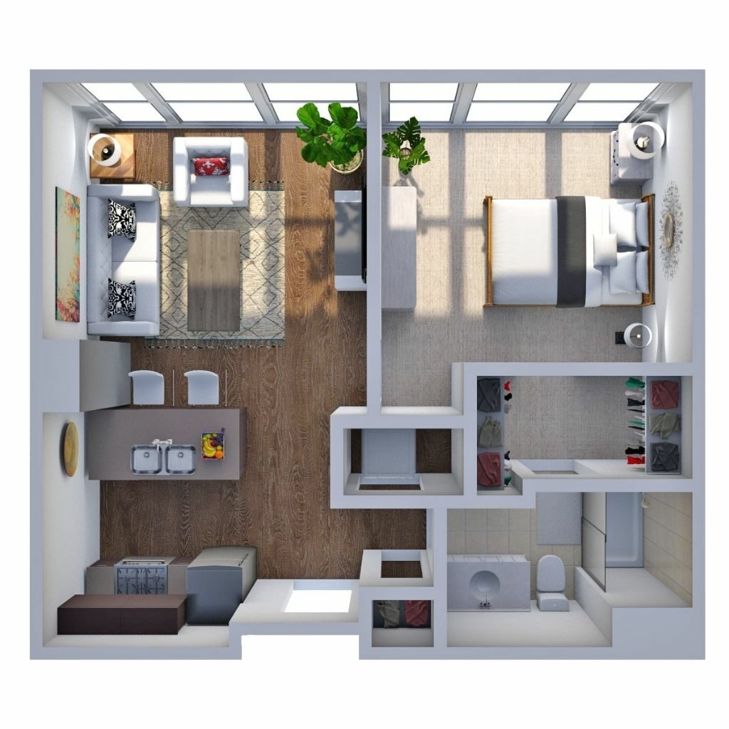 One Bedroom Apartment Floor Plans - Ovation 309